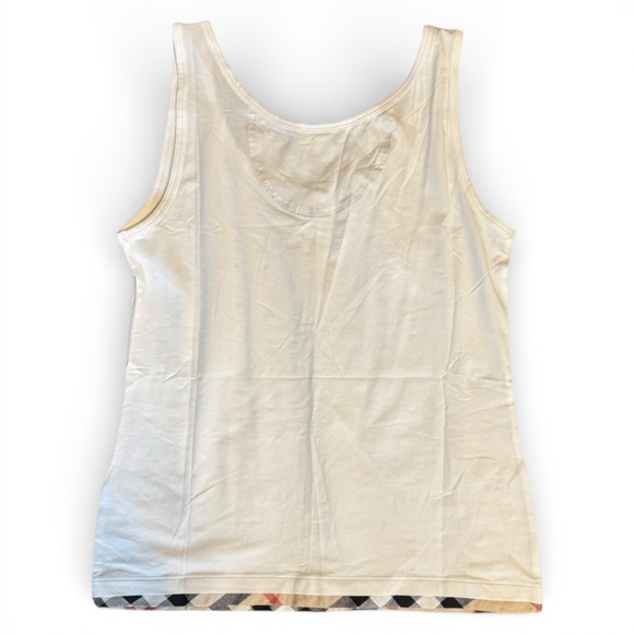 Burberry Brit Tank Top Sleeveless Shirt M White Nova Check Trim Designer Holiday - Picture 4 of 6